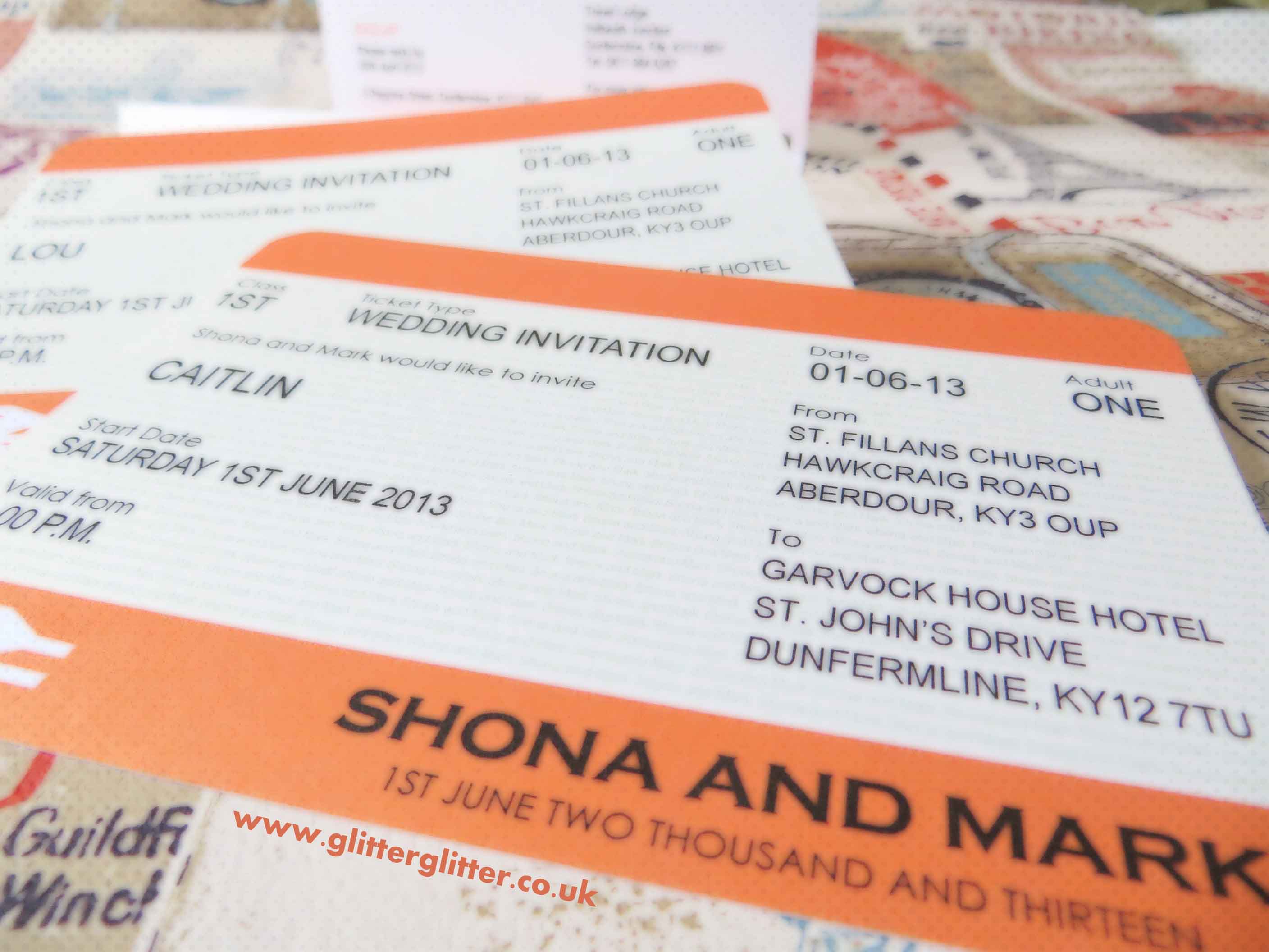 train ticket invitations